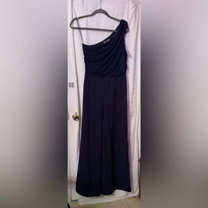 Elegant Navy One-Shoulder Pantsuit